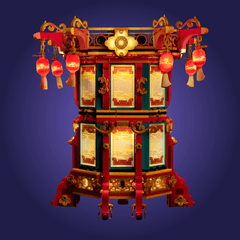 A Lego set lantern with a dark blue background