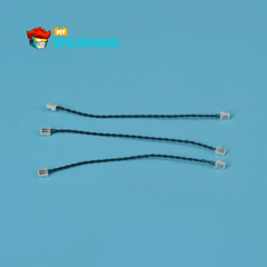 Three braided black cables with connectors on a blue background, featuring the My Bricktopia logo.