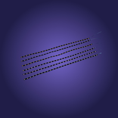 Set of thin metal rods on a dark blue background