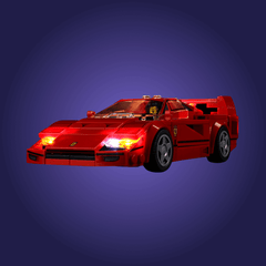 Red toy car with a Ferrari logo on a dark blue background