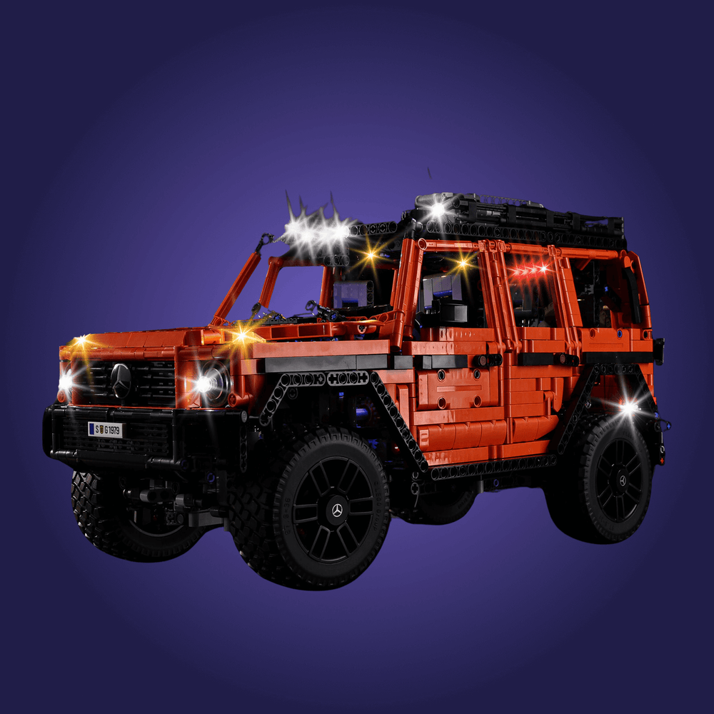 Lego Toy truck model on a dark blue background