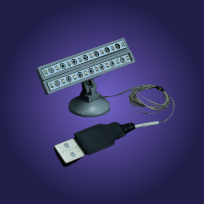 LED light bar with USB cable on a purple background